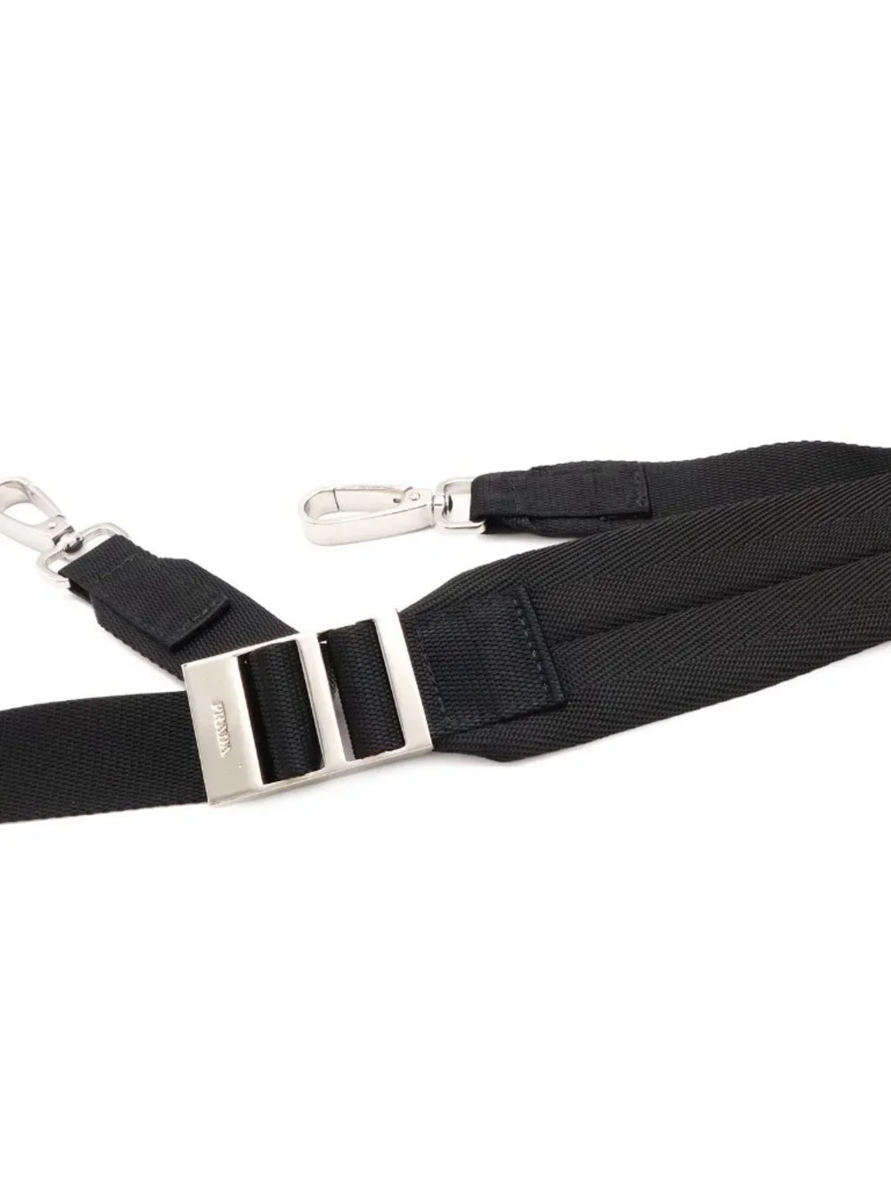Prada Rubber Logo Shoulder Bag Nylon Leather Nero Black Silver
